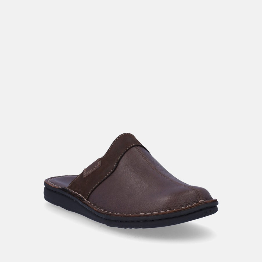 Man LEWISTONE | Lewistone Men'S Leather Home Slippers