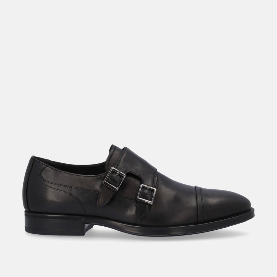 Man BLACK GARDENS | Elegant Nero Giardini Man With Double Buckle