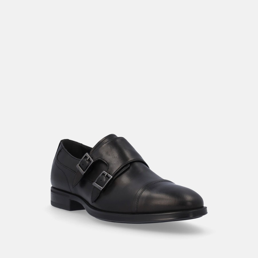 Man BLACK GARDENS | Elegant Nero Giardini Man With Double Buckle